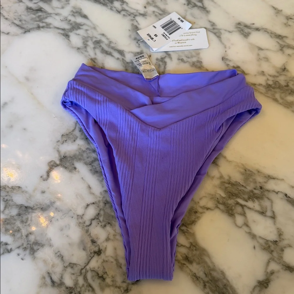 NWT L*Space Court Bikini Bottom Amethyst Purple Ribbed Bitsy Cut Sz XS